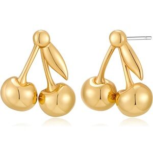 Gold Cherry Earrings for Women